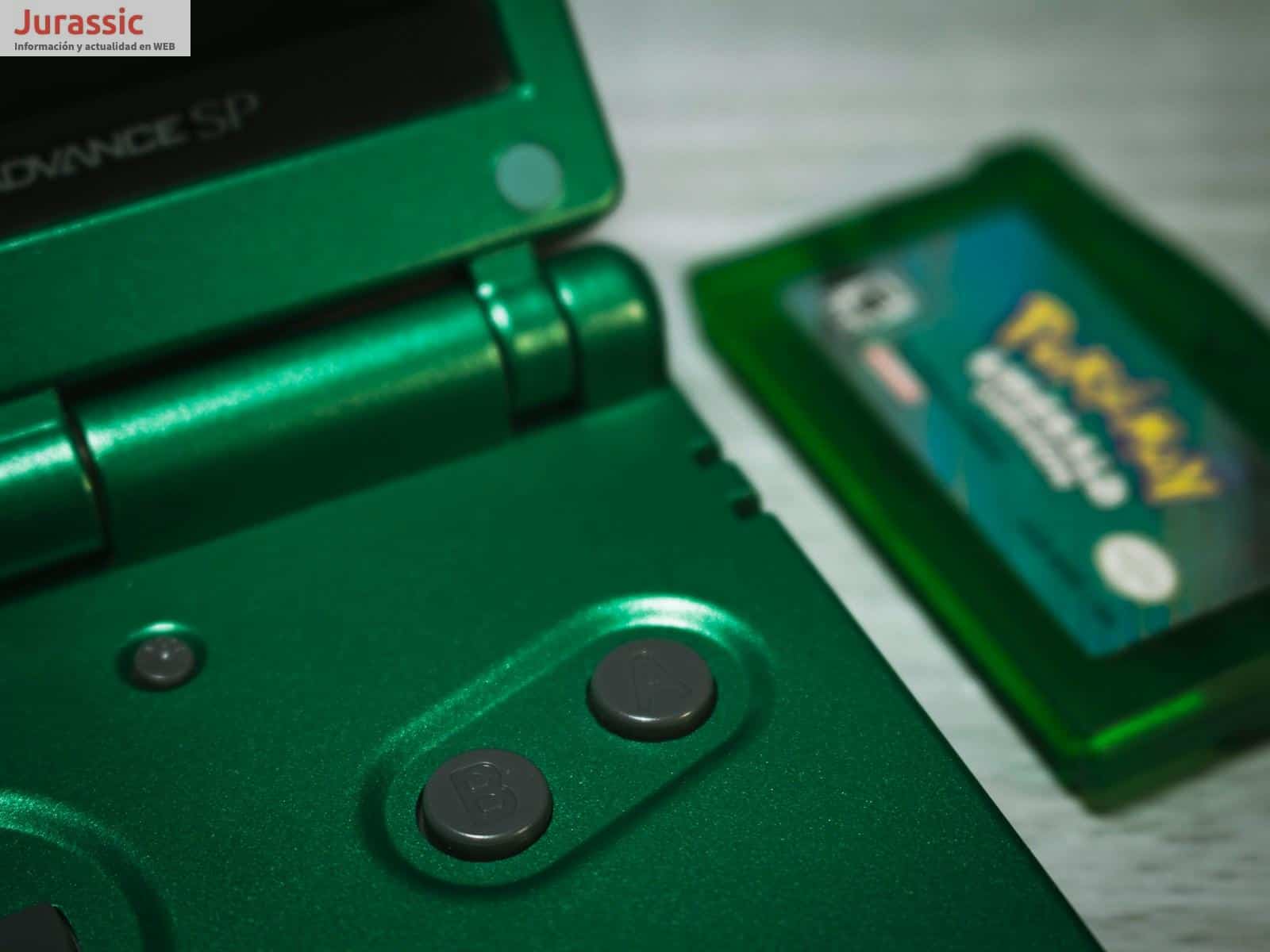 a close up of a green game controller