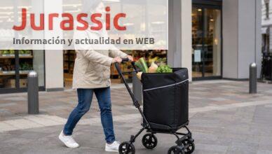Persona utilizando un carro de compra moderno en un entorno urbano